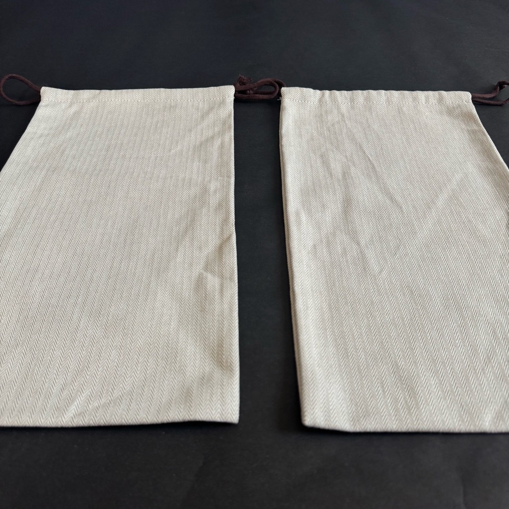HERMES Authentic Shoe Dust Storage Bags Herringbone Drawstring Logo 15β x 8.5β - Picture 3 of 7